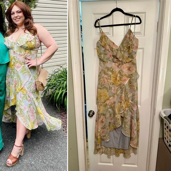 Floral Print Ruffle FauxWrap Hi-low Maxi Dress Express - Picture 2 of 6